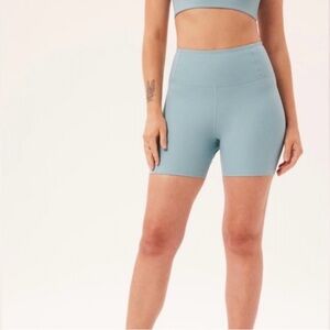 Girlfriend Collective Mist RIB High-Rise Run Short XS Blue